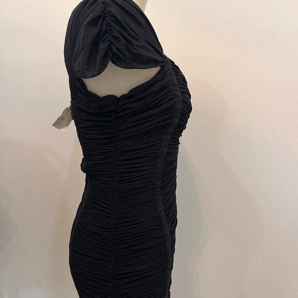 Black Ruched Mini Dress - Picture 4 of 5